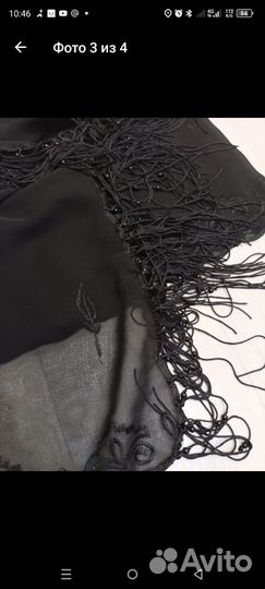 Шарф (палантин) черный полупрозрачный