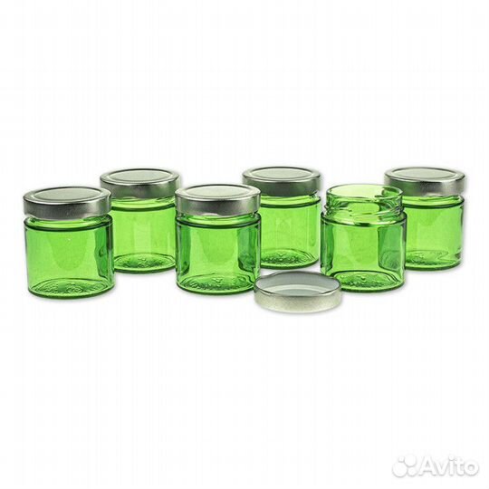 6 шт. Баночка для свечей 200 мл. (D66, зелёная) с
