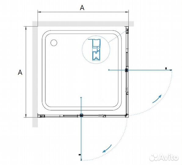 Душ. уголок RGW 80x80 Хром/прозрач 350803888-14