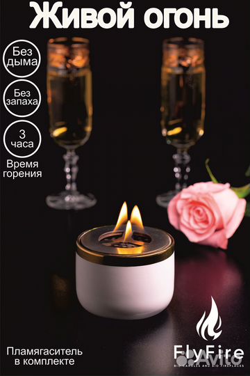 Биокамин настольный с накладками FlyFire, белый