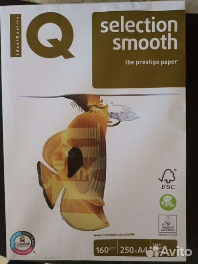 Бумага A4 IQ Smooth 160 г/м2, 250 л