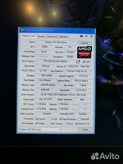 Видеокарта RX 560 4gb Asrock