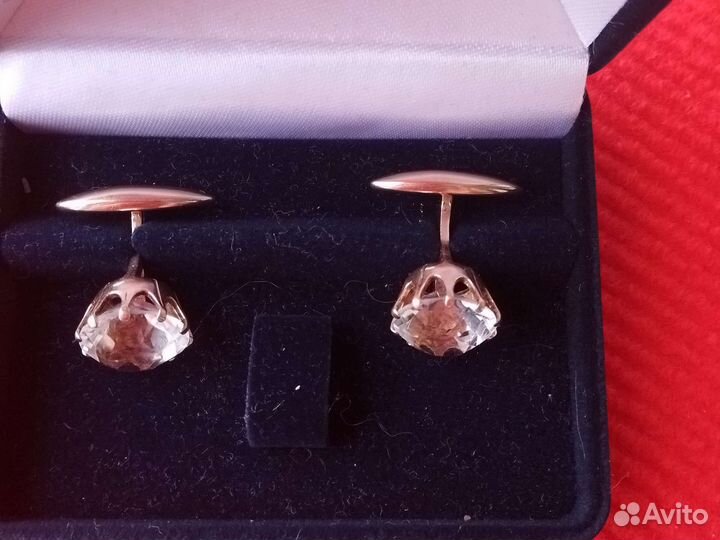 Запонки горный хрусталь СССР звезда серебро