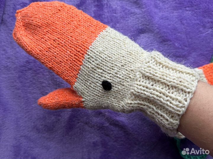 Варежки ручной работы Гуси