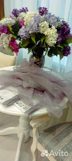 Тюль органза новая сиреневого цвета