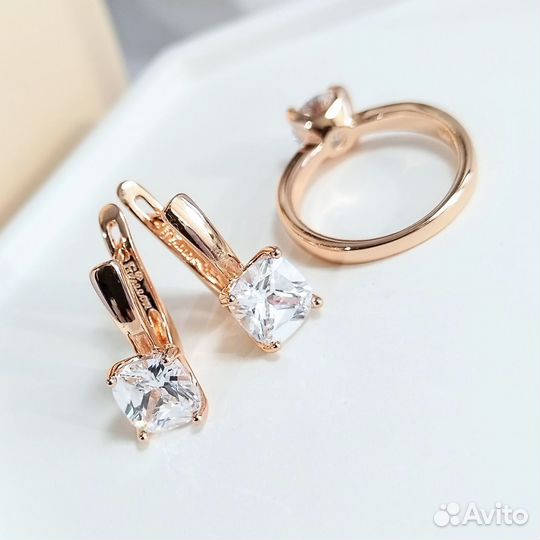 Комплект серьги+кольцо(р.18)