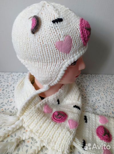 Шапка шарф для девочки демисезон 1,5 - 3года