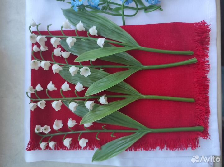 Букет цветы искуст.ландыши, розы, незабудки