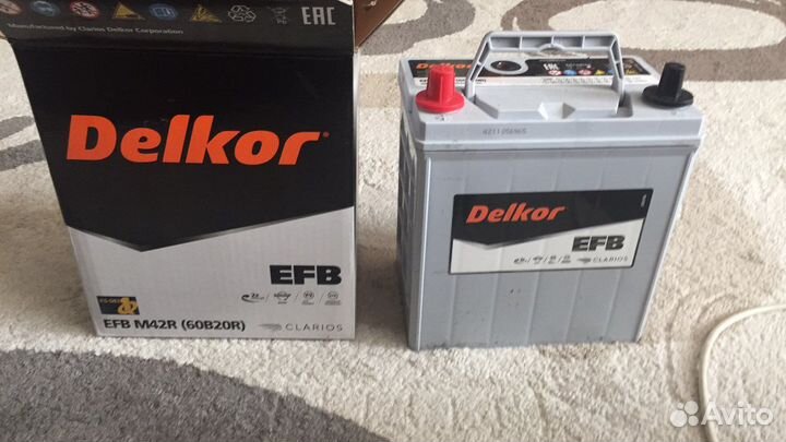 Аккумулятор автомобильный delkor EFB 60B20R пр