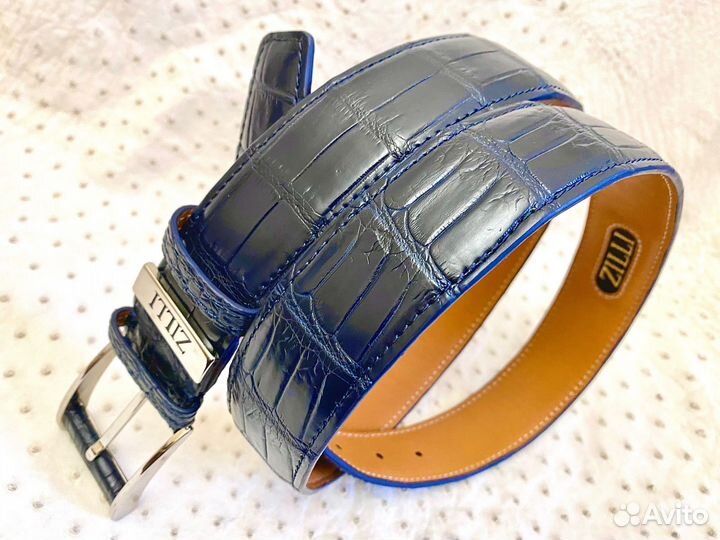 Мужской ремень из натуральной кожи крокодила