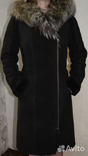 Дубленка женская с капюшоном