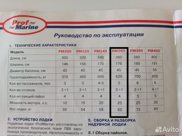 Пвх лодка Prof Marine PM360