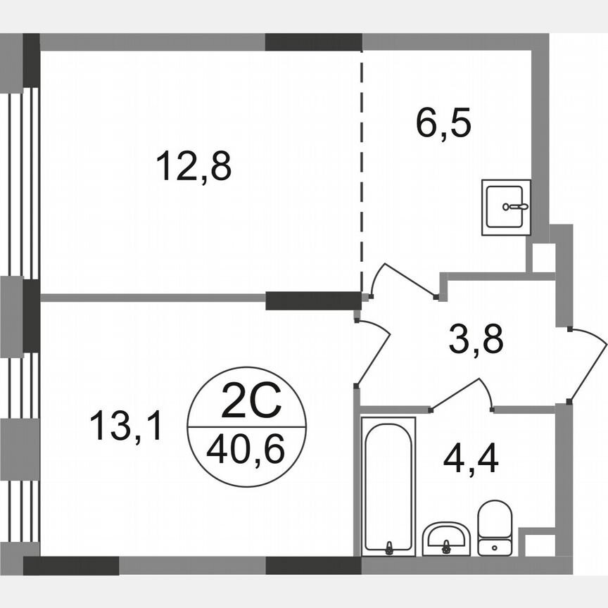 2-к. квартира, 40,6 м², 2/17 эт.