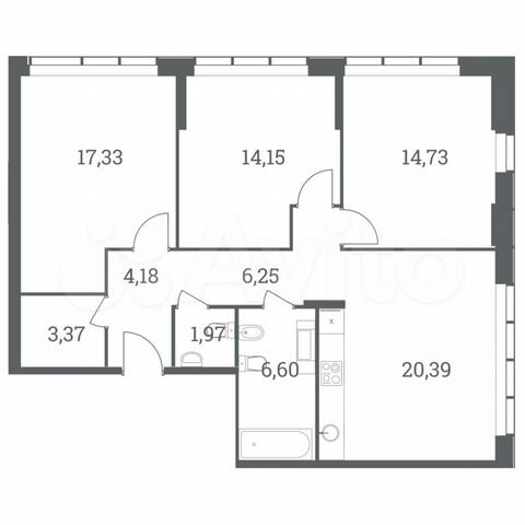 3-к. квартира, 89 м², 33/41 эт.