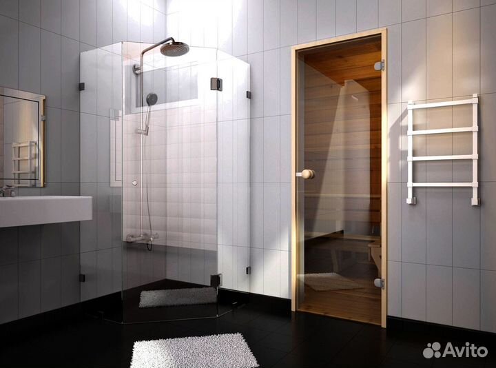 Стеклянная дверь в парилку