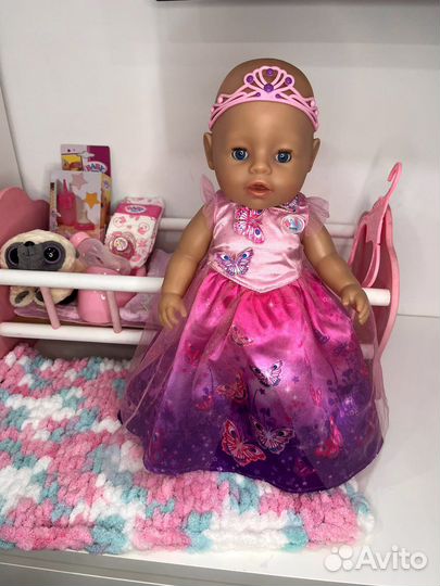 Беби борн 43 см. Оригинал +Одежда +Кроватка