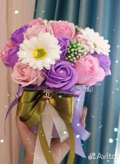 Мыльные цветы в корзинке