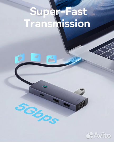 Baseus Hub разветвитель Type-C to hdmi/USB/VGA