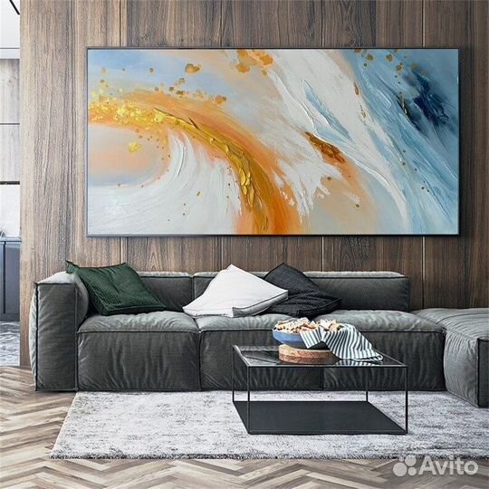 Большая картина абстракция с текстурой Примерка