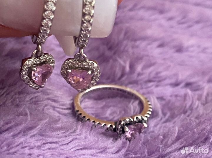 Pandora серьги сердца