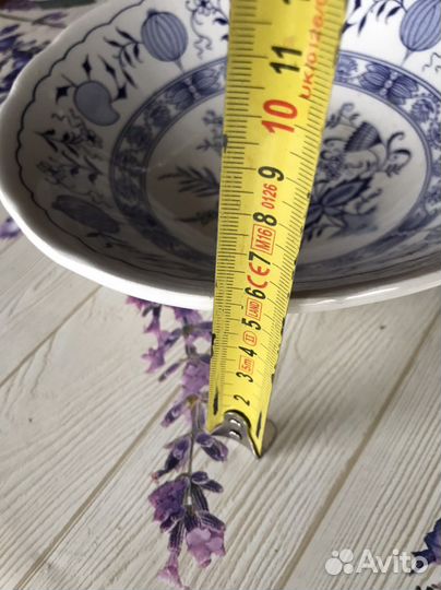 Синий лук, луковый узор салатник