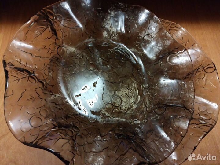 Две вазы фруктовницы 70е СССР цветное стекло