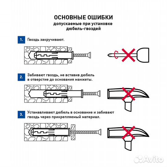 Дюбель-гвоздь Hard-Fix 6x40 мм цилиндрическая манжета нейлон (900 шт.)