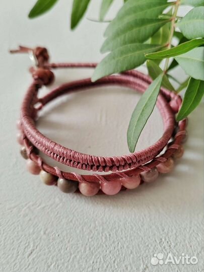 Браслет плетёный с яшмой