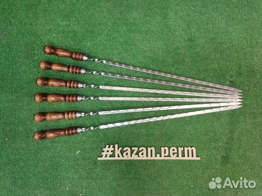 Шампуры 50 см с деревянной ручкой