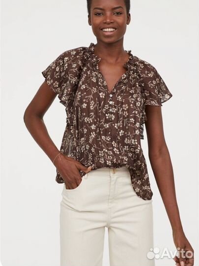 NEW Блузка цвета кофе H&M рубашка как шифон новая