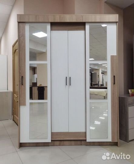 Шкаф купе с зеркалом victor (Дуб Сонома/Белый)