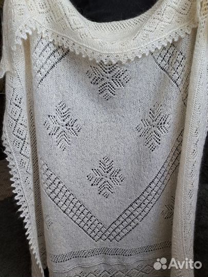 Пуховый платок шаль. Ажурный пуховый платок