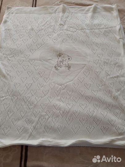 Плед детский вязаный на выписку