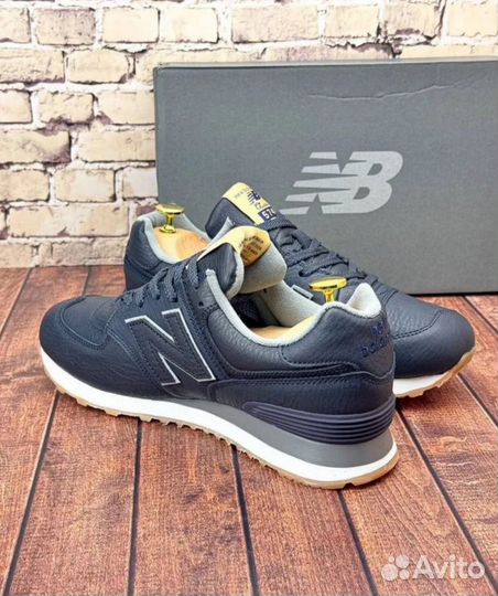 Кроссовки new balance 574 кожаные синие