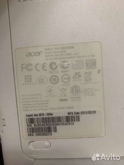 Нетбук acer aspire one d270