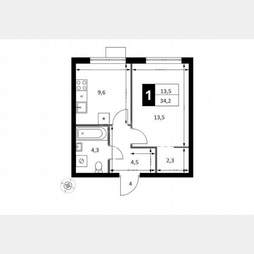 1-к. квартира, 34,2 м², 7/18 эт.