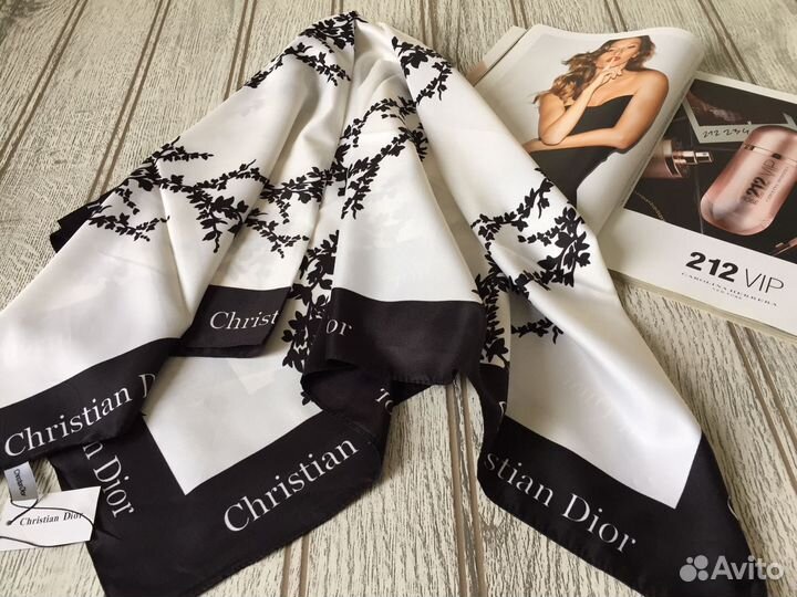 Платок Dior 90*90 см, шелк, 5 цвета