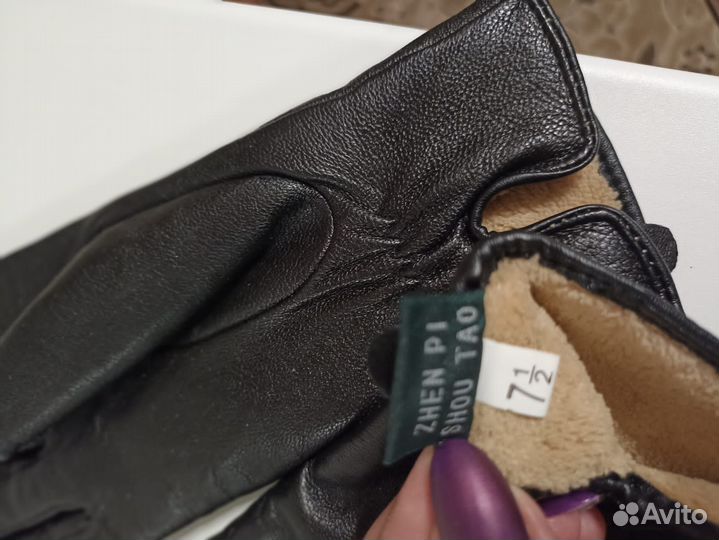 Перчатки женские кожаные новые 7.5