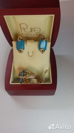 Комплект кольцо 17р и серьги (винтаж )