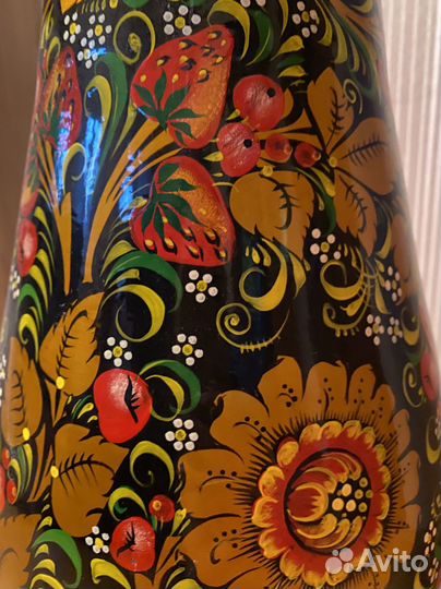 Деревянная ваза ручной росписи