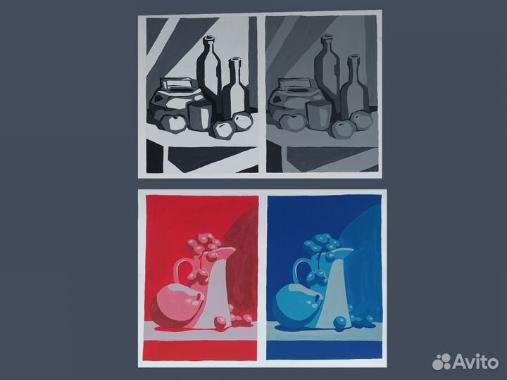 Учебные работы рисунок живопись натюрморт гуашь