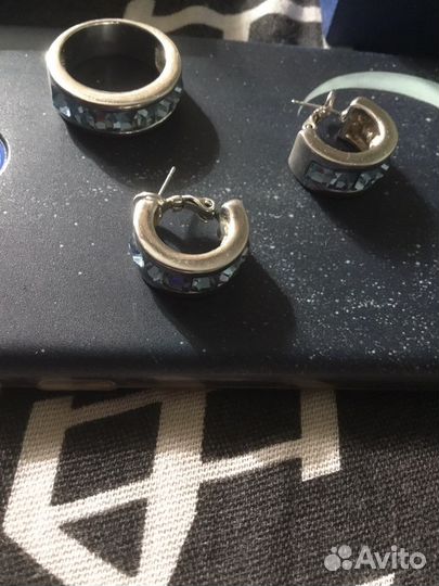 Кольцо и кулон, серьги Swarovski