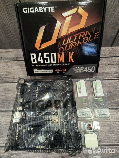 Комплект ryzen 5 5600,b450m k,ddr4 16+16
