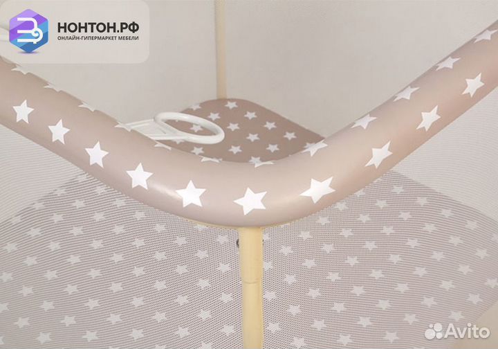 Манеж Квадрат Звезды / макиато / белый