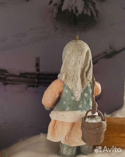 Девочка с коромыслом. Ватная ёлочные игрушка