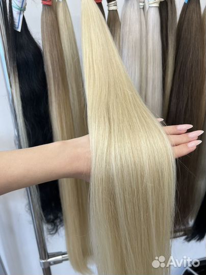 Волосы 60 см с наращиванием блонд