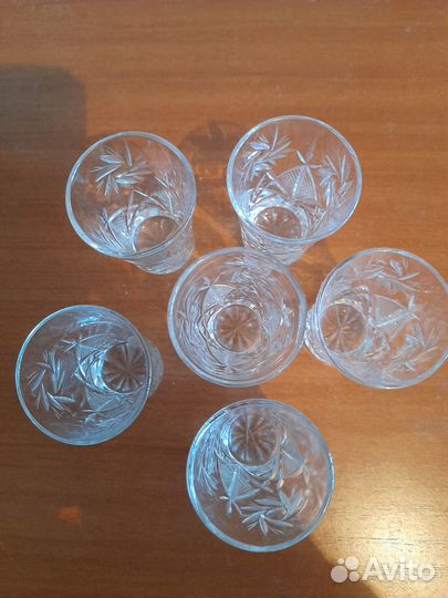 Графин, стопки стекло с позолотой