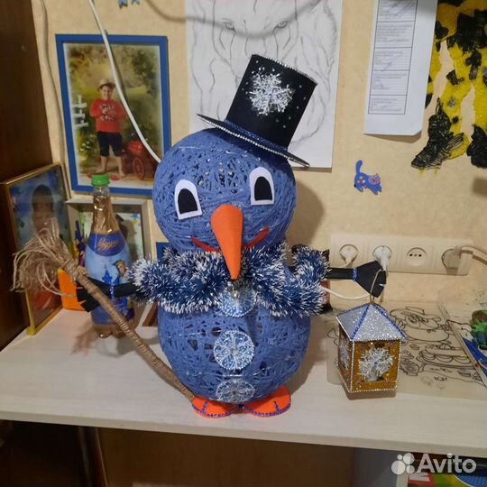 Снеговик из ниток