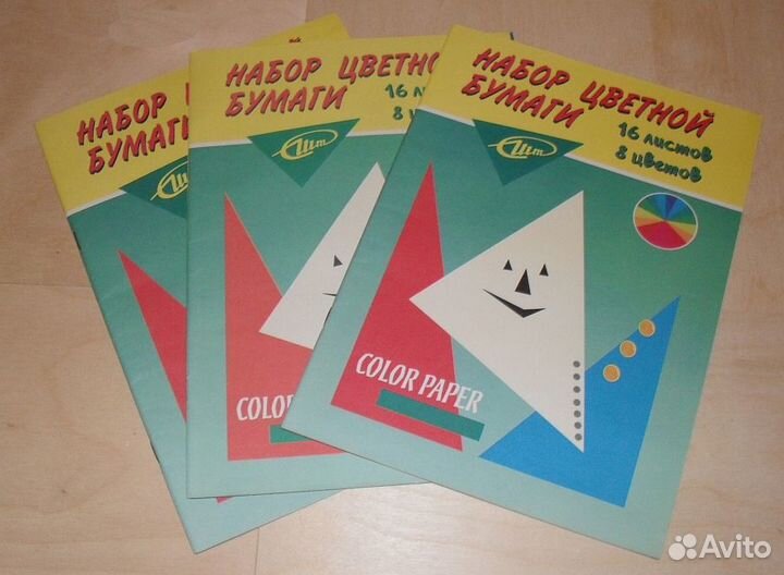 Цветная бумага 8/16 листов 8 цветов А4 разная