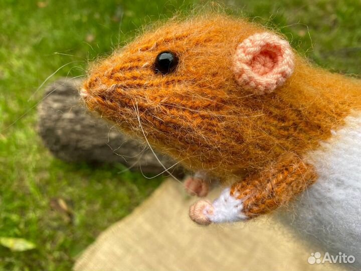 Игрушка вязаная крыса на заказ по фото